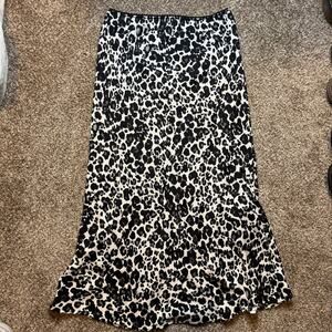 Midi Renee C. Black Grey White Leopard Print Skirt Trendy Grunge Indie Casual